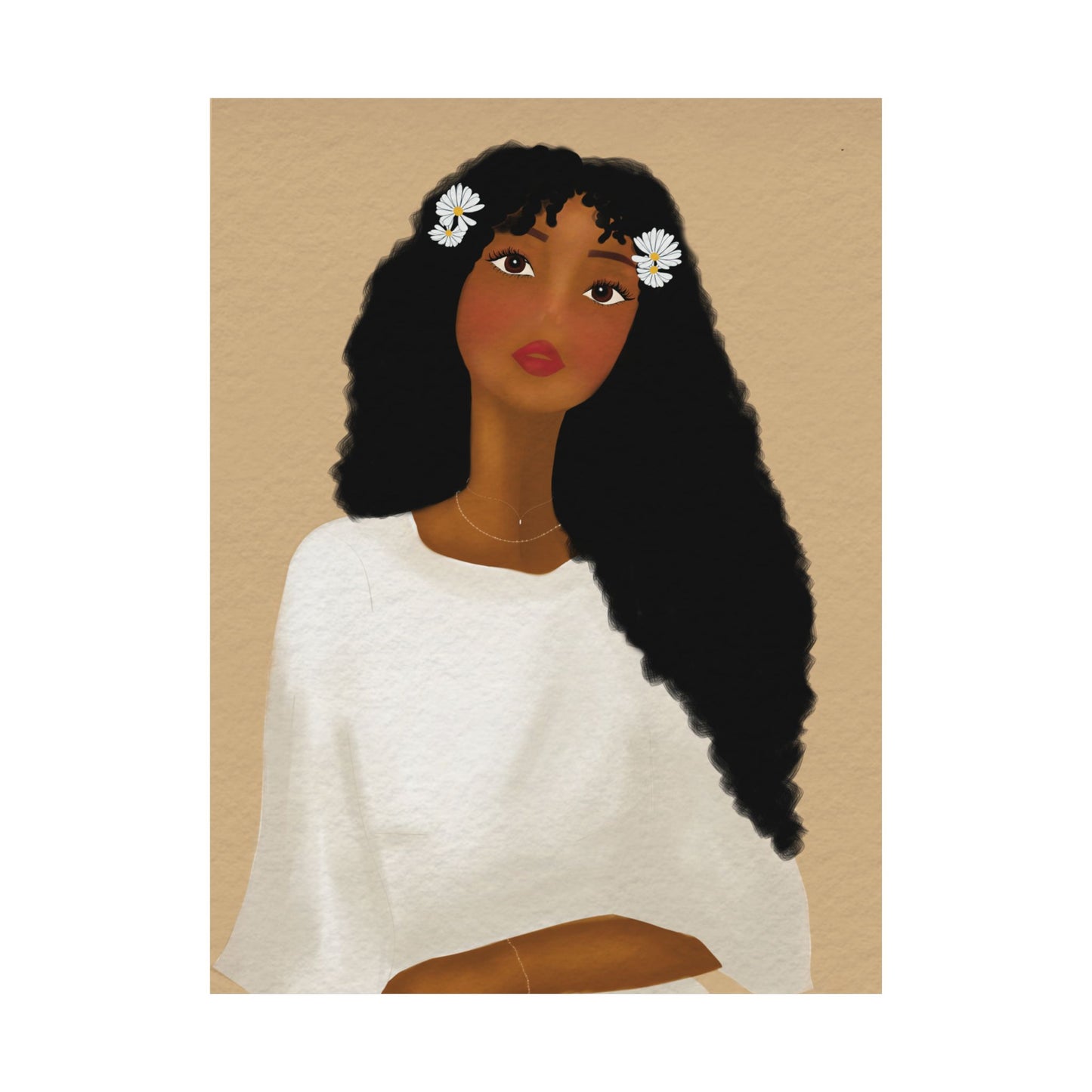 Daisys Stare -  Frameless Art Print for Cozy Home Decor