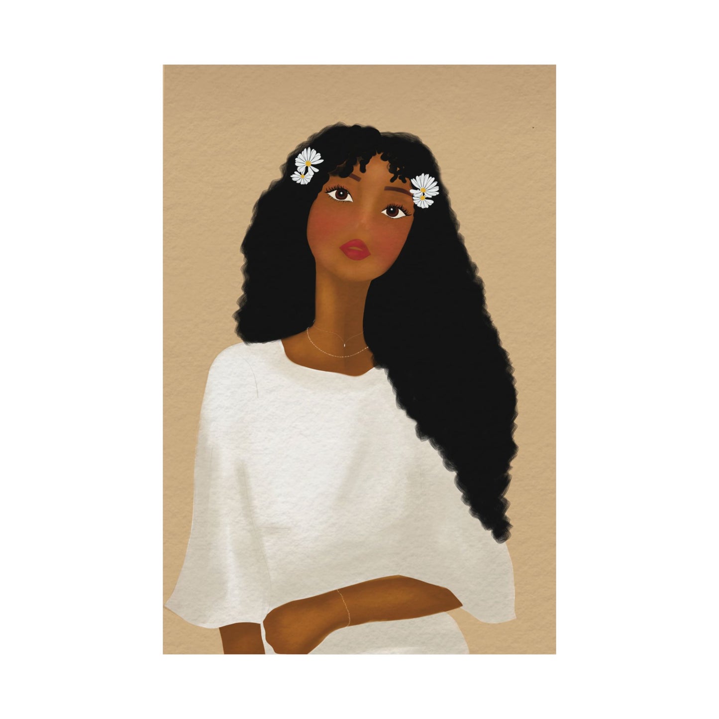 Daisys Stare -  Frameless Art Print for Cozy Home Decor