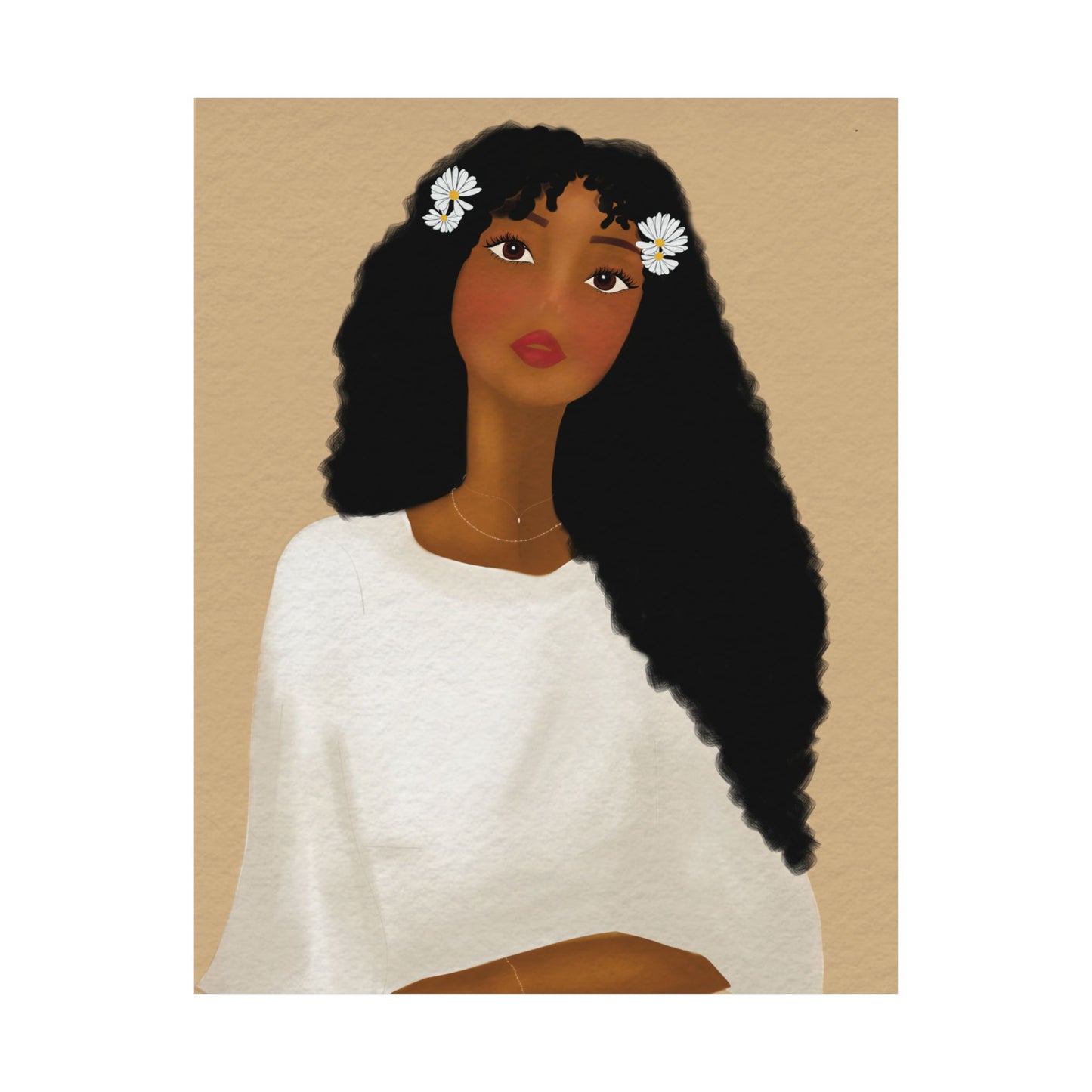 Daisys Stare -  Frameless Art Print for Cozy Home Decor