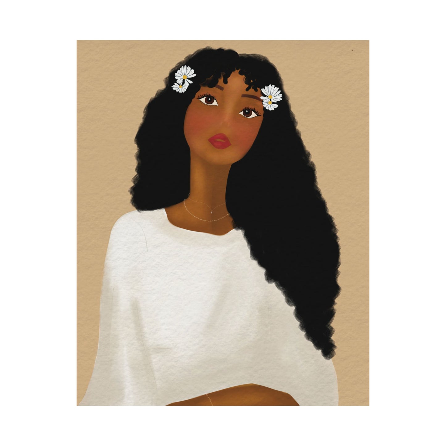 Daisys Stare -  Frameless Art Print for Cozy Home Decor