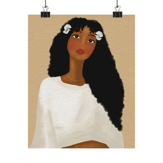 Daisys Stare -  Frameless Art Print for Cozy Home Decor