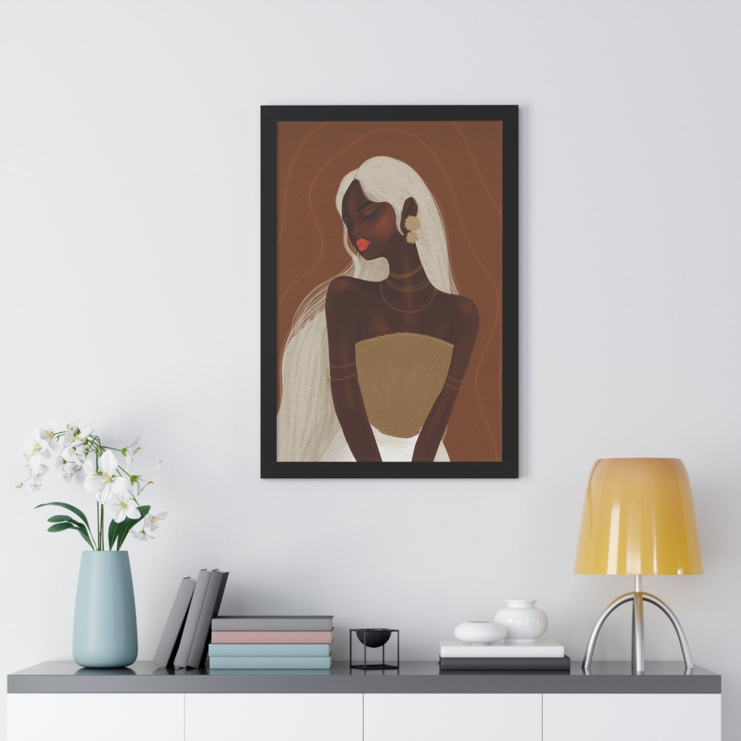 Elegant Framed Vertical Poster - Afrocentric Art for Home Decor